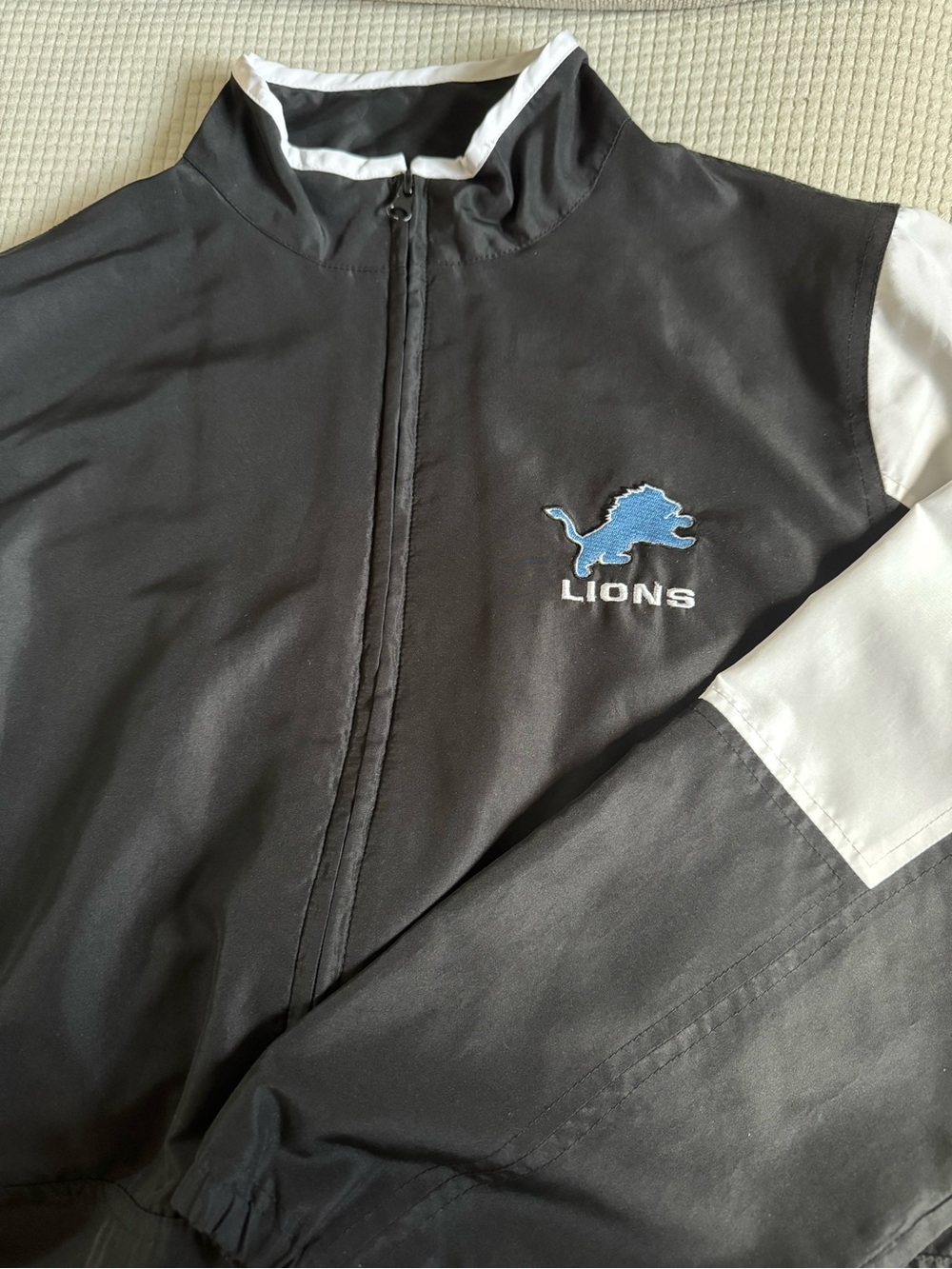 NFL Detroit Lions Women’s Black and White Track Jacket, Size Large
